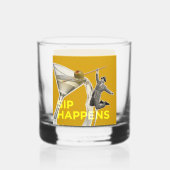 楽しい"Sip Happens" カクテルグラス ウイスキーグラス (裏面)