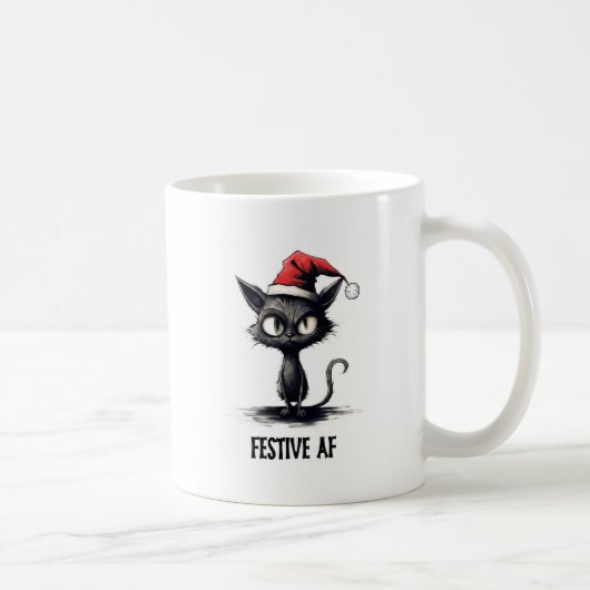 楽しいAF 面白い猫のクリスマス コーヒーマグカップ (右)