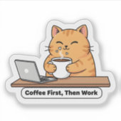 楽しいAI猫ミーム – 「ちょっと待って、AIに聞いてみる」 シール (正面)