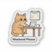 楽しいAI猫ミーム – 「ちょっと待って、AIに聞いてみる」 シール (正面)