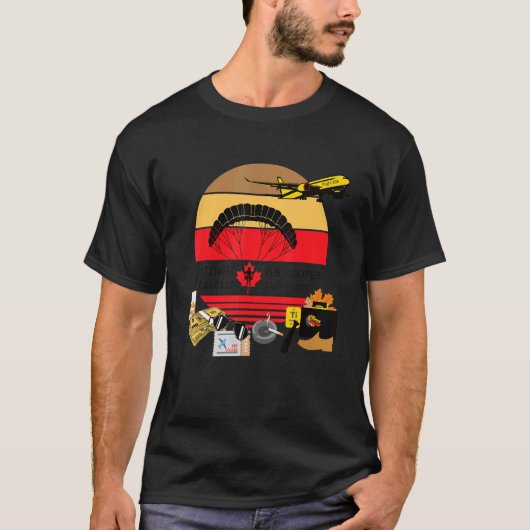 楽しいDBクーパー謎の男 ハイジャック スカイダイビング 1971 Tシャツ (正面)