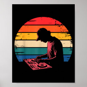楽しいDJアート男性女性ミュージックプロデューサー ディスクジョッキー ポスター