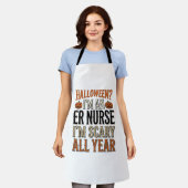 楽しいER看護師ハロウィーン怖い一年中Tシャツデザイン エプロン (着用した状態)