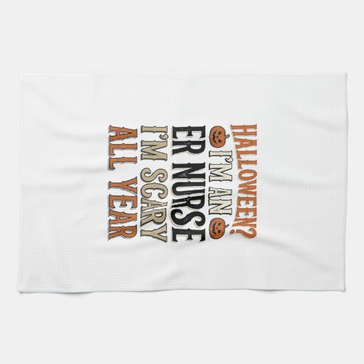 楽しいER看護師ハロウィーン怖い一年中Tシャツデザイン キッチンタオル (横)