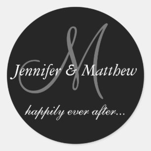 楽しいEver Afterイニシャル結婚式の引き出物ラベル ラウンドシール