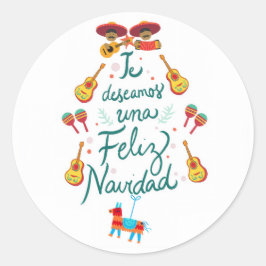 楽しいFeliz Navidad ラウンドシール