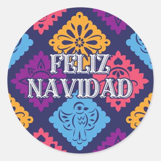 楽しいFeliz Navidad ラウンドシール (正面)