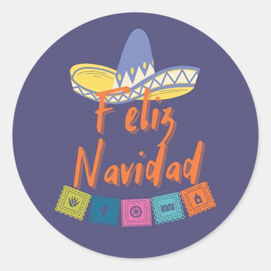 楽しいFeliz Navidad ラウンドシール (正面)