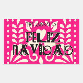楽しいFeliz Navidad 長方形シール