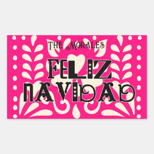 楽しいFeliz Navidad 長方形シール (正面)