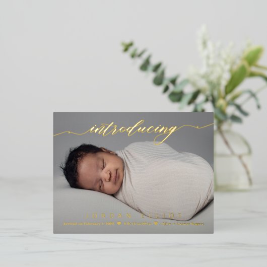 楽しいIntro Foil誕生の発表はがき 箔シーズンポストカード (立ち正面)