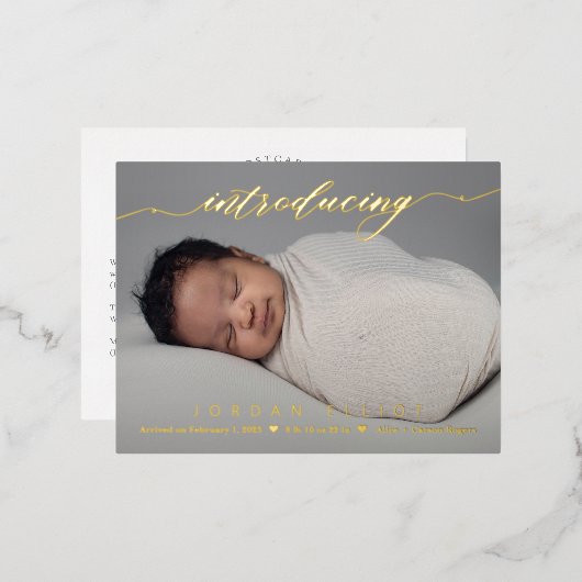 楽しいIntro Foil誕生の発表はがき 箔シーズンポストカード (正面/裏面)