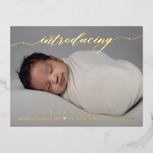 楽しいIntro Foil誕生の発表はがき 箔シーズンポストカード (正面)