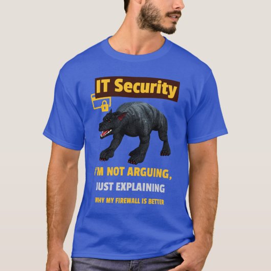 楽しいITセキュリティの説明テクノロジーハーモアデザイン Tシャツ (正面)