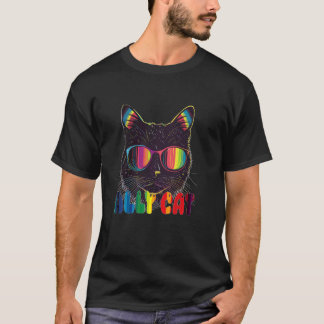 楽しいLGBTアライ 猫 レインボー ゲイプライド Tシャツ