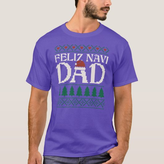 楽しいNaviパパの醜いクリスマスセーター 面白いスペイン語 Tシャツ (正面)