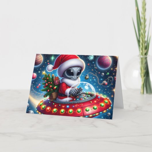 楽しいUFOエイリアンヘルパーズクリスマス シーズンカード (正面)