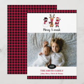 楽しいXマス　おもしろいバフアロープリントのサンタ シーズンカード (正面/裏面)