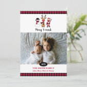 楽しいXマス　おもしろいバフアロープリントのサンタ シーズンカード (スタンド正面)