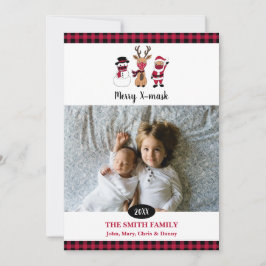 楽しいXマス 面白い バッファロープリント サンタ シーズンカード