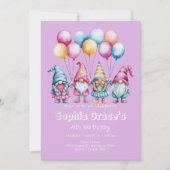 楽しお洒落い格言の女の子の誕生日 招待状 (正面)