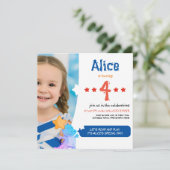 楽しくお祝いの恐竜の誕生日の招待状 招待状 (スタンド正面)