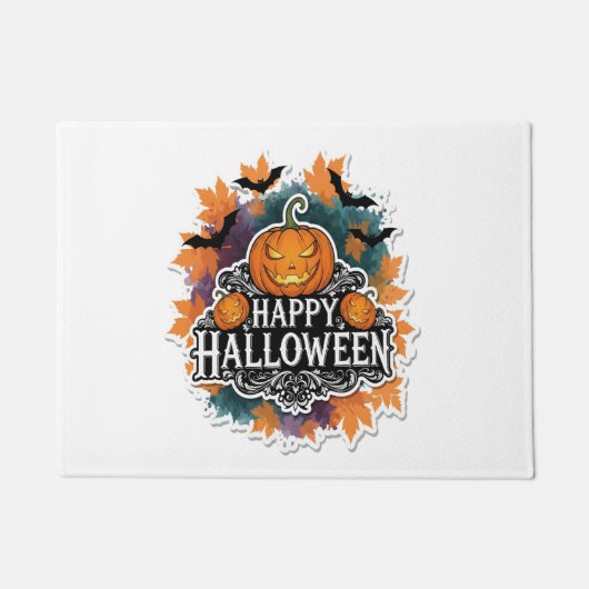 楽しくておどろおどろしいハロウィーンの引用 幸せ ドアマット (正面)