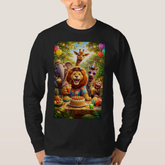 楽しくてカラフルな動物園の誕生日パーティー Tシャツ