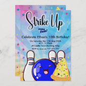 楽しくてカラフルな、タイダイ・ボーイズ・ボウリング・パーティをしよう! 招待状 (正面/裏面)