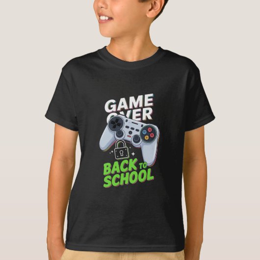 楽しくてゲームオーバーな学校再開のおもしろい初日の学校 Tシャツ (正面)