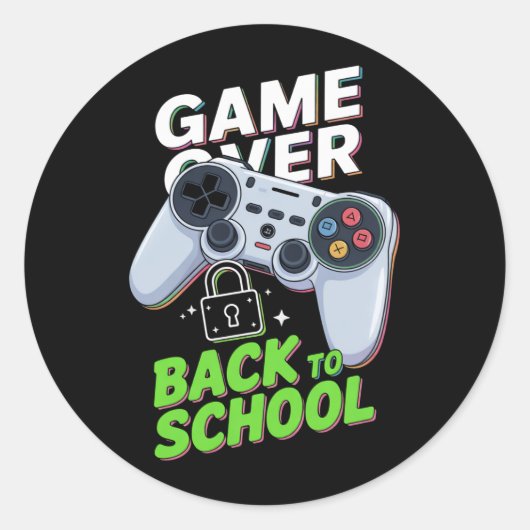 楽しくてゲームオーバーな学校再開・初登校 ラウンドシール (正面)