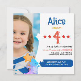 楽しくてフェスティブな恐竜の誕生日招待状 招待状