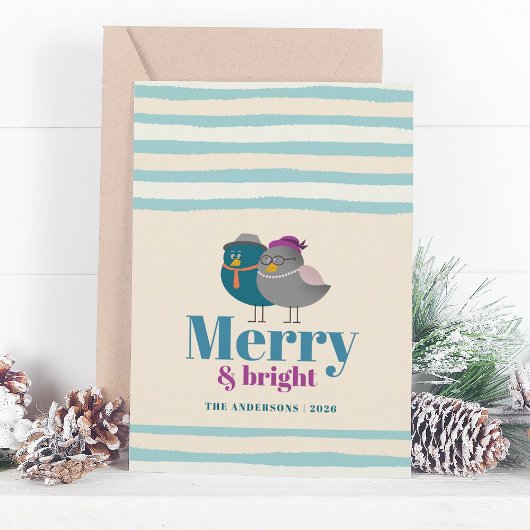 楽しくて明るいかわいい冬の鳥たち クリスマス