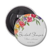 楽しくて明るいチューリップとグリーンの花嫁のシャワー 栓抜き (正面)