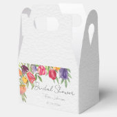 楽しくて明るいチューリップとグリーンの花束の結婚前お披露目パーティー フェイバーボックス (オープン)