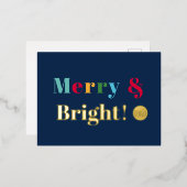 楽しくて明るい カスタムロゴ 青 クリエイティブ デザイン 箔シーズンポストカード (正面/裏面)