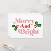 楽しくて明るい - クラシックなホリデータイポグラフィ カード (正面/裏面インサイチュ)