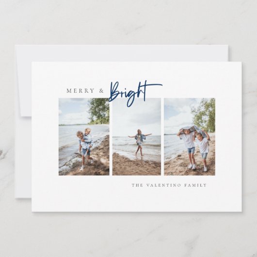 楽しくて明るい 青い 現代のミニマルな写真 シーズンカード (正面)