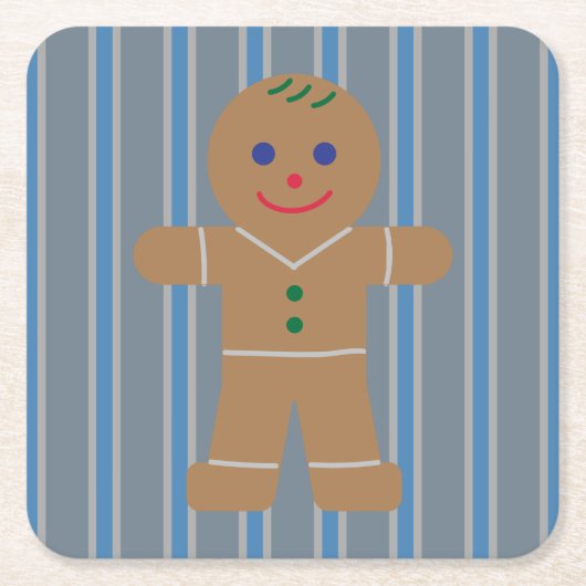 楽しくて豪華なジンジャーブレッドマン スクエアペーパーコースター (正面)