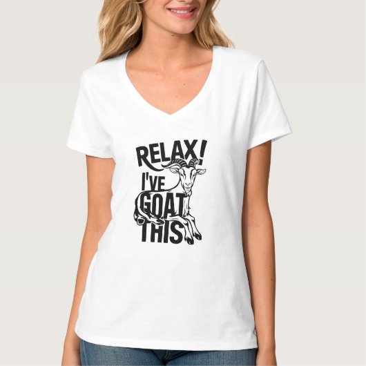 楽しくなるヤギの名言 リラックス ヤギがなんとかするよ Tシャツ (正面)