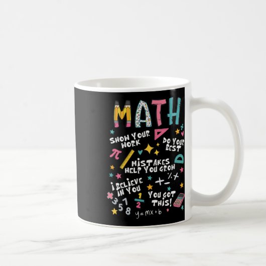 楽しくやろう 数学教師 おもしろTシャツ 学校へ戻る最初の日 コーヒーマグカップ (右)