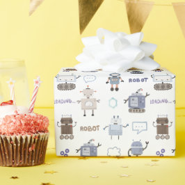 楽しくギアを上げよう ロボット 子供 ハッピーバースデー ラッピングペーパー