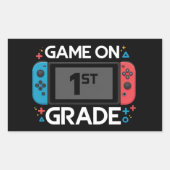 楽しくゲームしよう！小学校1年生のバックトゥスクール・おもしろゲーマー 長方形シール (正面)