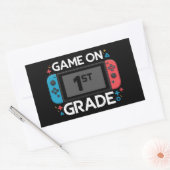 楽しくゲームしよう！小学校1年生のバックトゥスクール・おもしろゲーマー 長方形シール (封筒)