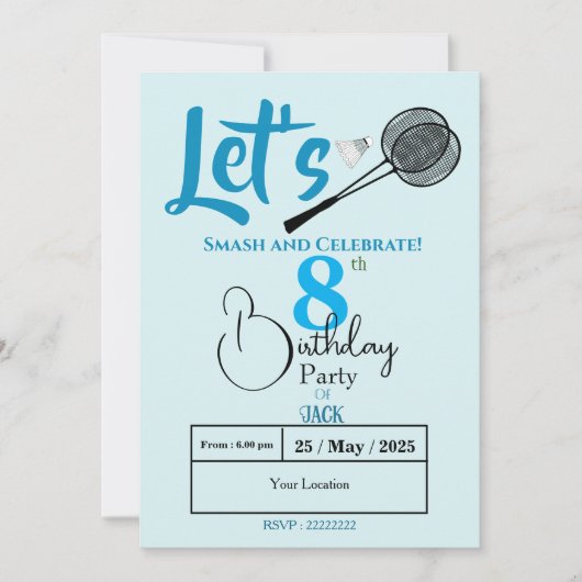 楽しくスマッシュ! 招待状 (正面)