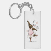 楽しくバレエを踊るクマのイラスト Funny Ballet Bear キーホルダー (正面左)