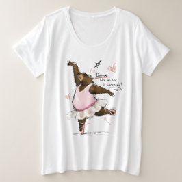 楽しくバレエを踊るクマのイラスト Funny Ballet Bear プラスサイズTシャツ