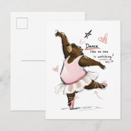 楽しくバレエを踊るクマのイラスト Funny Ballet Bear ポストカード
