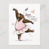 楽しくバレエを踊るクマのイラスト Funny Ballet Bear ポストカード (正面)