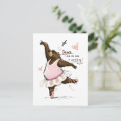 楽しくバレエを踊るクマのイラスト Funny Ballet Bear ポストカード (スタンド正面)